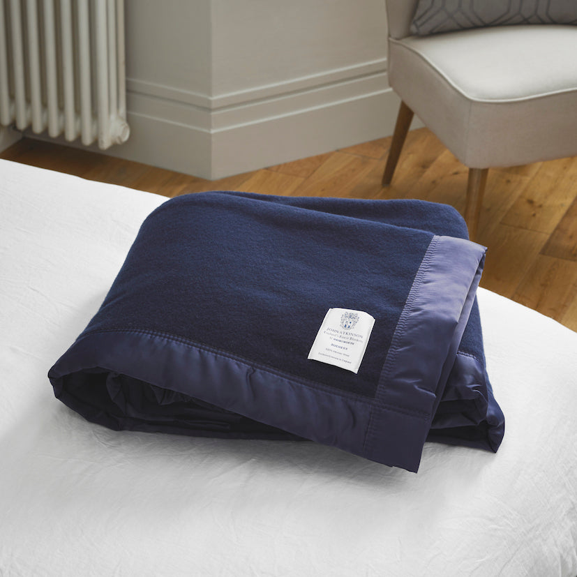 Navy - Duchess Pure New Merino Wool Blanket