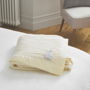 Wool White Cellular - Pure New Wool Lightweight Blanket